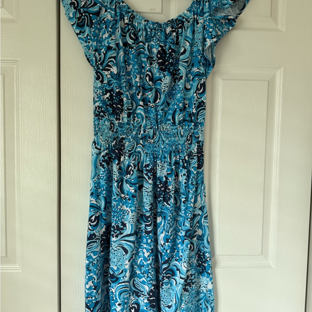 Lilly Pulitzer Blue and Black Floral Dress